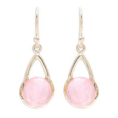 Alternate image for Gold Plated Rose Quartz Dangle Earrings from India Fantastic Cradles