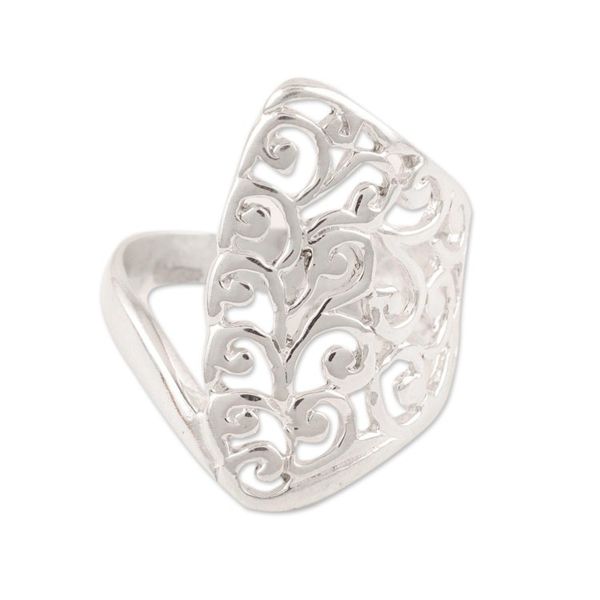 Alternate image for Openwork Vine Pattern Sterling Silver Band Ring from India Vine Allure