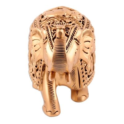 Alternate image for Golden Elephant Sculpture from India Regal Golden Elephant