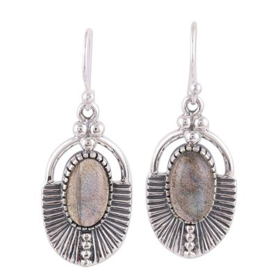 Alternate image for Labradorite Dangle Earrings with Ear Hooks from India Mystic Glamour