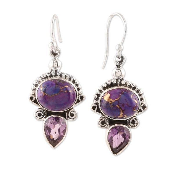 Alternate image for Regal Sterling Silver and Amethyst Earrings from India Regal Allure