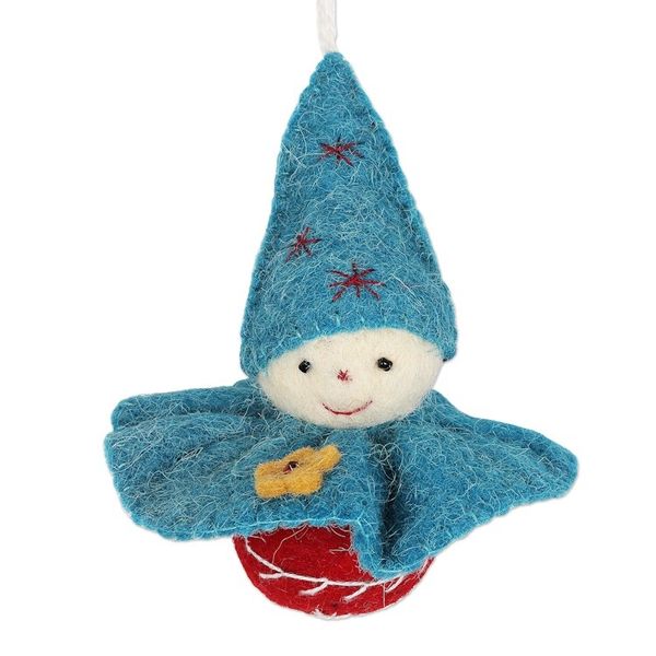 Alternate image for Handcrafted Wool Felt Cherub Ornaments Set of 4 Cheerful Cherubs