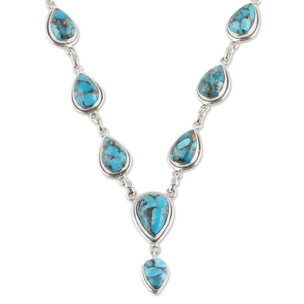 Alternate image for Composite Turquoise Y-Necklace from India Aura of Beauty
