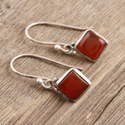 Alternate image for Square Carnelian Cabochon Dangle Earrings Happy Kites