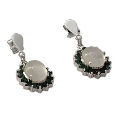 Alternate image for Indian Emerald and Moonstone Dangle Earrings Love and Devotion