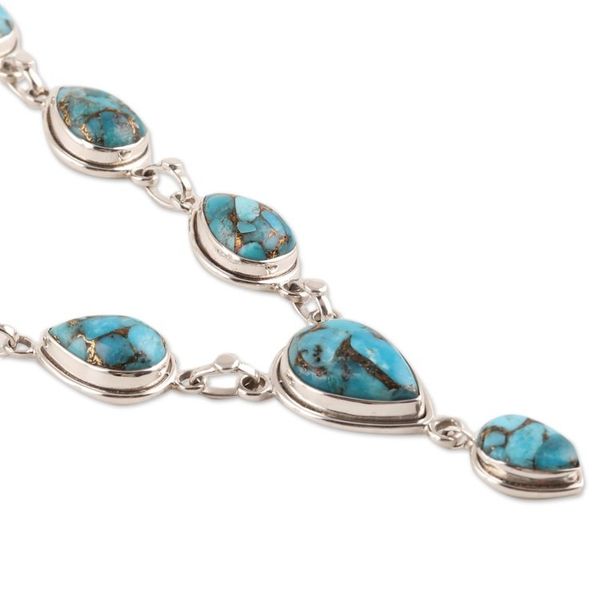 Alternate image for Composite Turquoise Y-Necklace from India Aura of Beauty