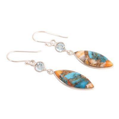 Alternate image for Blue Topaz and Composite Turquoise Dangle Earrings Elegance of the Beach
