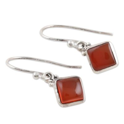 Alternate image for Square Carnelian Cabochon Dangle Earrings Happy Kites