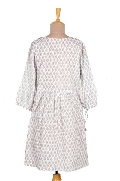 Alternate image for Screen Printed Floral Cotton Drawstring Dress from India Warm Days