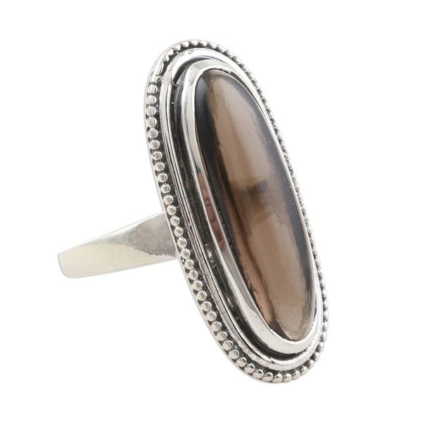 Alternate image for Smoky Quartz Sterling Silver Cocktail Ring Bliss Beauty