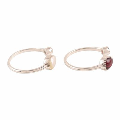 Alternate image for Garnet and Cultured Pearl Wrap Rings from India Pair Stylish Flavor