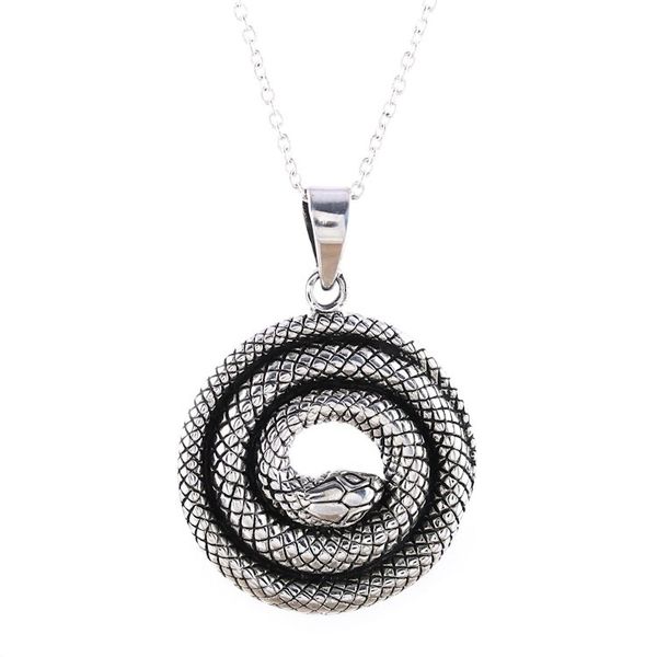 Alternate image for Coiled Snake Sterling Silver Pendant Necklace from India Sleeping Serpent