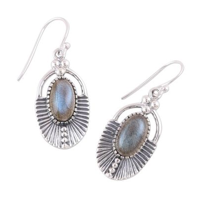 Alternate image for Labradorite Dangle Earrings with Ear Hooks from India Mystic Glamour