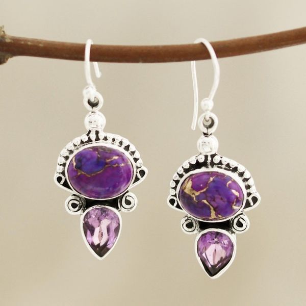 Alternate image for Regal Sterling Silver and Amethyst Earrings from India Regal Allure