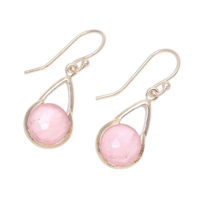 Alternate image for Gold Plated Rose Quartz Dangle Earrings from India Fantastic Cradles