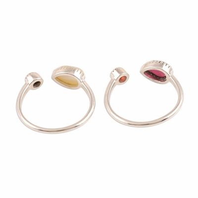Alternate image for Garnet and Cultured Pearl Wrap Rings from India Pair Stylish Flavor