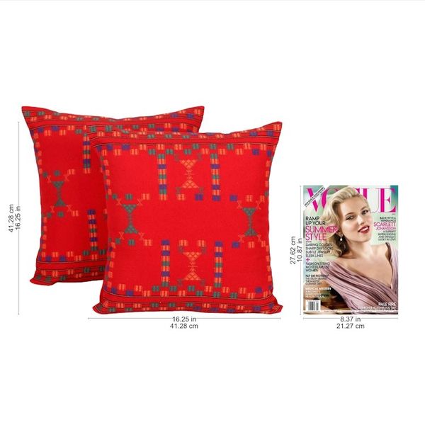 Alternate image for Cotton Red Cushion Covers Set 2 Throw Pillows Sequences
