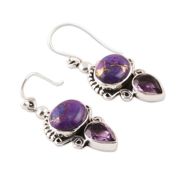 Alternate image for Regal Sterling Silver and Amethyst Earrings from India Regal Allure