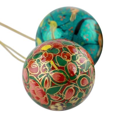 Alternate image for India Handmade Papier Mache Christmas Ornaments Set of 4 Christmas Joy