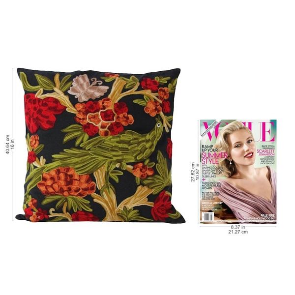 Alternate image for Chainstitch Embroidery Black Cotton Cushion Covers Pair Midnight in the Garden
