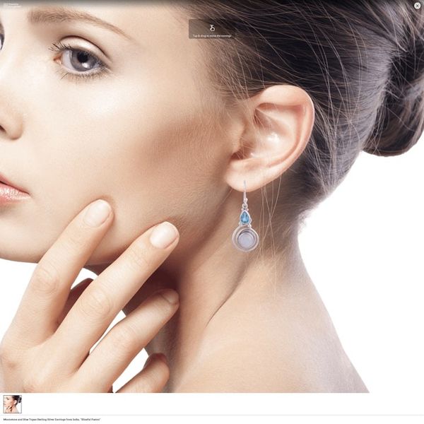 Alternate image for Moonstone and Blue Topaz Sterling Silver Earrings from India Blissful Fusion