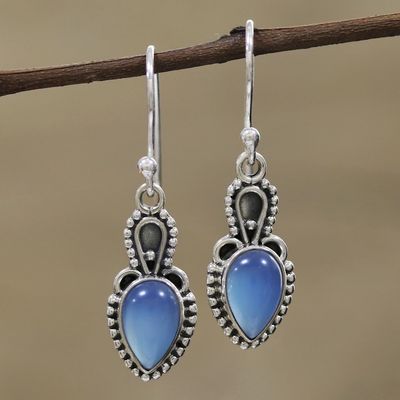 Alternate image for Blue Chalcedony and Sterling Silver Dangle Earrings Earthly Crown