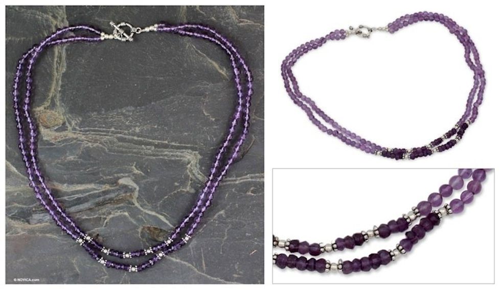 Amethyst strand necklace 'Agra Lilac'