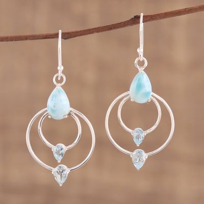Primary image for Blue Topaz and Larimar Dangle Earrings from India Sparkling Sky