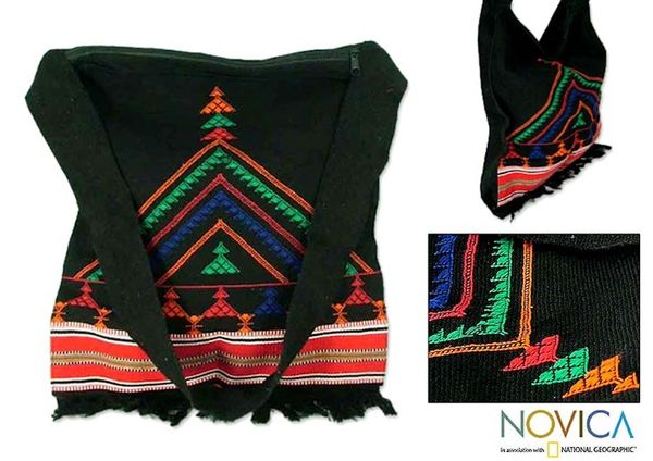 Alternate image for Embroidered Cotton Shoulder Bag Night Colors