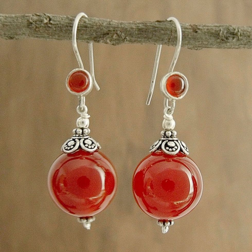 Carnelian dangle earrings 'Gujurati Ode'