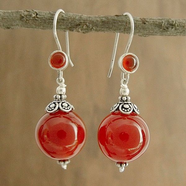 Alternate image for Carnelian dangle earrings Gujurati Ode