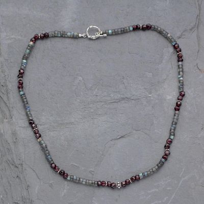 Alternate image for Labradorite and garnet beaded necklace Orissa Harmony