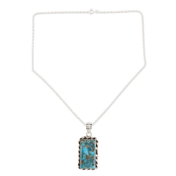 Alternate image for Artisan Crafted Sterling Silver Pendant Necklace Royal Mirror in Blue