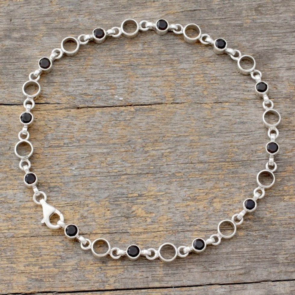 Classic Sterling Silver and Smoky Quartz Anklet 'Elegant Simplicity'