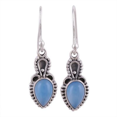 Alternate image for Blue Chalcedony and Sterling Silver Dangle Earrings Earthly Crown