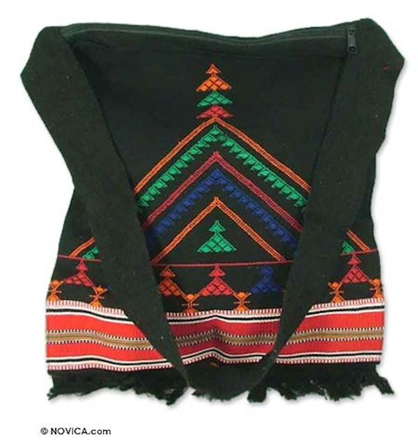 Alternate image for Embroidered Cotton Shoulder Bag Night Colors