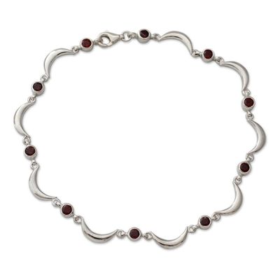 Alternate image for Artisan Crafted Sterling Silver and Garnet Ankle Jewelry Crescent Moons