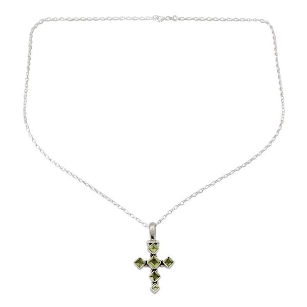 Alternate image for Cross Jewelry Peridot and Sterling Silver Necklace Joyous Cross