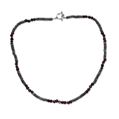 Alternate image for Labradorite and garnet beaded necklace Orissa Harmony