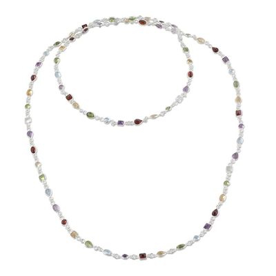 Alternate image for Multi-Gem Station Necklace Garnet Amethyst Citrine Delightful Colors