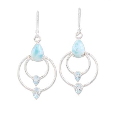 Alternate image for Blue Topaz and Larimar Dangle Earrings from India Sparkling Sky