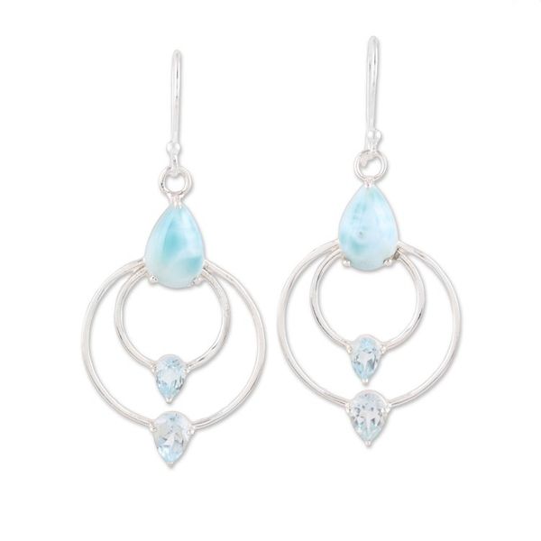 Alternate image for Blue Topaz and Larimar Dangle Earrings from India Sparkling Sky