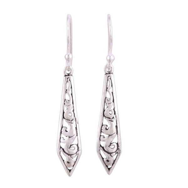 Alternate image for Dagger Shaped Sterling Silver Dangle Earrings from India Sword of Delhi