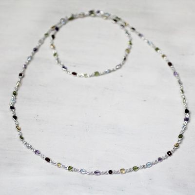 Alternate image for Multi-Gem Station Necklace Garnet Amethyst Citrine Delightful Colors