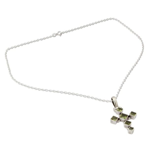 Alternate image for Cross Jewelry Peridot and Sterling Silver Necklace Joyous Cross