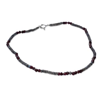 Alternate image for Labradorite and garnet beaded necklace Orissa Harmony