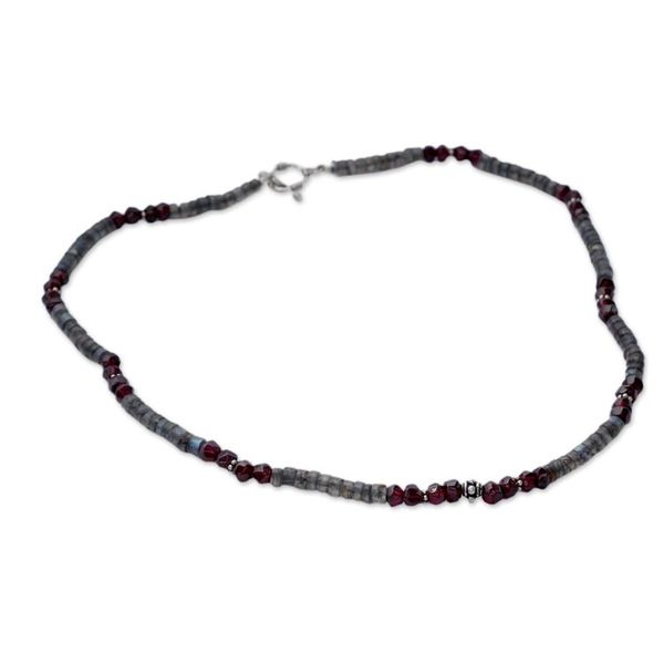 Alternate image for Labradorite and garnet beaded necklace Orissa Harmony