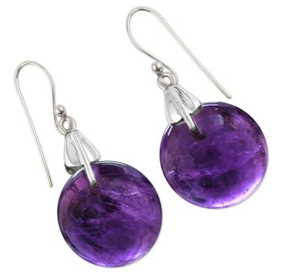 Alternate image for Amethyst Sphere Earrings India Artisan Jewelry Moon of Mysticism