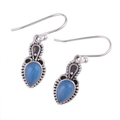 Alternate image for Blue Chalcedony and Sterling Silver Dangle Earrings Earthly Crown