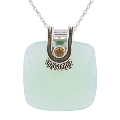 Alternate image for Chalcedony and Citrine Pendant Necklace from India Cool Desire